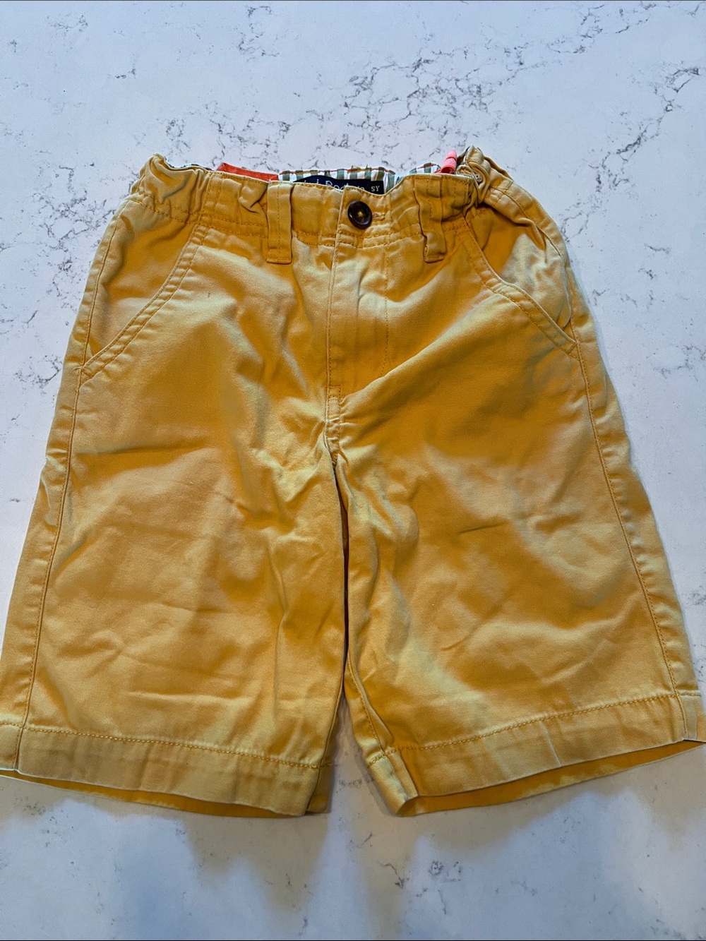 Mini Boden Boys Yellow Cotton Shorts with Button Waist